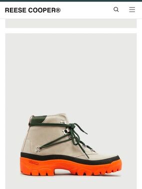Reese Cooper Wilson Boot Beige Boot with Orange Sole and Green Laces